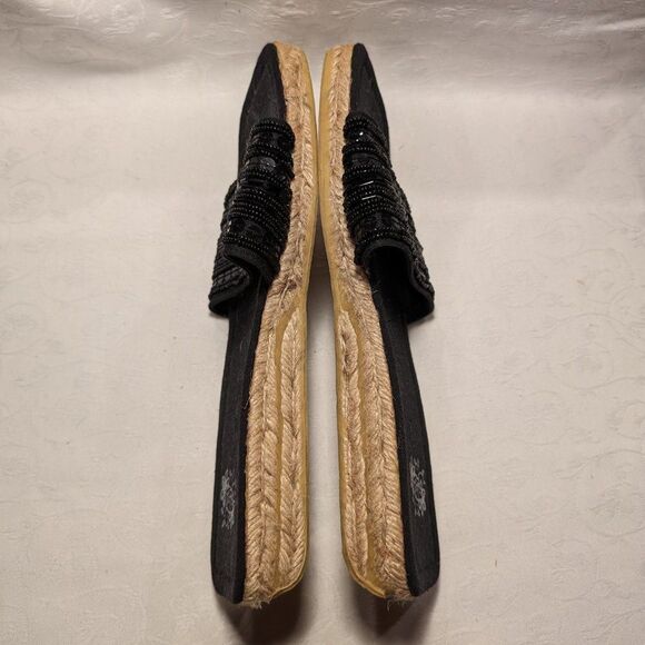 NWOT Ragg Footwear Beaded Upper Espadrille Flat Black size 10 - Picture 5 of 8